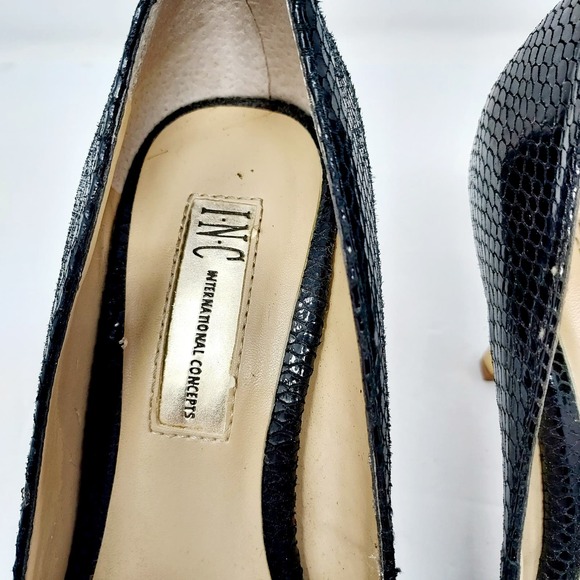 INC Black Snake Skin Faux Leather Pumps Size 6 - Picture 4 of 10